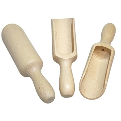 Abbildung von EFO Schaufel Holz Löffel Gewürzlöffel Messlöffel Holzgriff Messschaufel Salzlöffel 3 er Set 17 cm