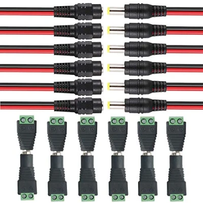 Abbildung von QitinDasen Premium 5.5 X 2.1mm DC Verbinder Kit: 6 Paar Männlich Weiblich Power Stecker Buchse Adapter + Pigtail Kabel, für CCTV Sicherheit Kamera