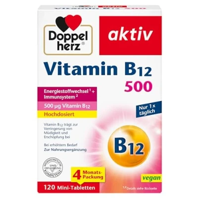 Abbildung von Doppelherz Vitamin B12 500 Hochdosiert mit µg pro Tablette vegan 120 Mini Tabletten