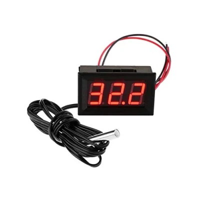 Abbildung von FBBULES Mini Digital Thermometer mit Sonde Temperaturüberwachung für Kühlschrank Aquarium 12V Led Temperature Meter Detector,Rot