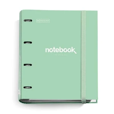Abbildung von Miquelrius Ringbuch Notebook Messages, Ordner mit 4 Ringen + zusätzlichen 100 Blatt A4 5 mm kariert, 90 g, Trennblättern und Umschlag, Limettengrün
