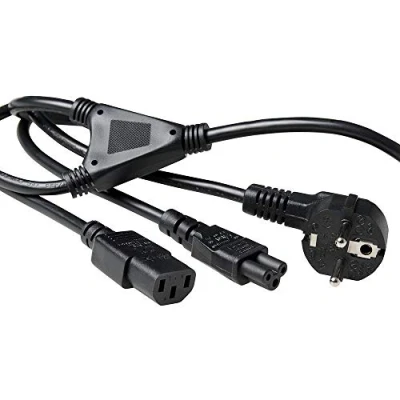 Abbildung von ACT Kaltgerätekabel C13 + C5 Netzkabel 1.80m, Netz Y Kabel, Type F CEE 7/7 Gewinkelt, PC Stromkabel AK5166
