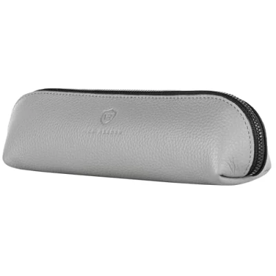 Abbildung von VON HEESEN® Echtleder Federmäppchen Leder Federmappe Etui für Stifte Mäppchen Schule Federtasche Uni Schlampermäppchen (Grau)