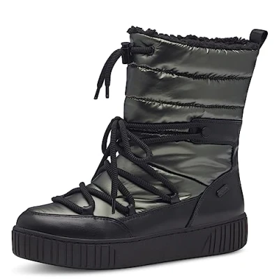 Abbildung von MARCO TOZZI Damen Stiefeletten zum Schnüren Winter Gefüttert, Grün (Khaki Met. Com), 38