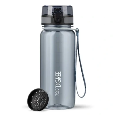 Abbildung von 720DGREE Trinkflasche 650ml “uberBottle“ crystalClear +Sieb BPA Frei Auslaufsichere Wasserflasche für Kinder, Schule, Uni, Sport, Gym, Fitness Sportflasche aus Tritan Leicht, Stoßfest