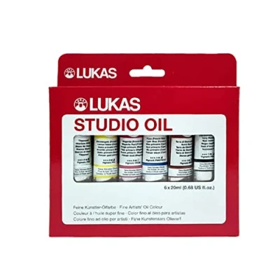 Abbildung von LUKAS STUDO OIL, Ölfarbe in Premium Qualität, Set mit 6 x 20 ml Farbtuben im Karton Etui