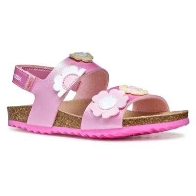 Abbildung von Geox Adriel GIRL Riemensandalette für Kinder, Größe: 28, Dark pink/light yellow Schuhe