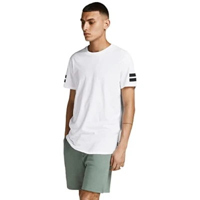 Abbildung von Jack &amp; Jones Jcoboro CREW NECK SLIM FIT Tshirt print white, Herren, Größe: Large, White