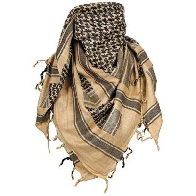 Abbildung von MFH PLO Halstuch mit Fransen Shemagh (Sand/Schwarz/115x110 cm)