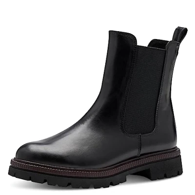 Abbildung von MARCO TOZZI Damen Chelsea Boots aus Kunstleder Flach, Schwarz (Black Brush), 39