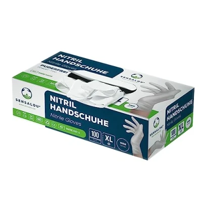Abbildung von Sensalou Einweghandschuhe Nitril Untersuchungshandschuhe puderfrei latexfrei (Extra Large Gr. XL (10), 100, stück)