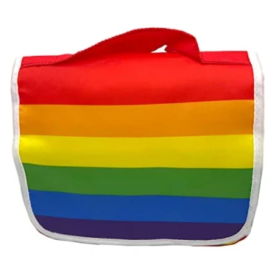 Abbildung von Kosmetiktasche mit Haken zum Aufhängen Regenbogen, 25x17x10cm, Kosmetiktasche, weich, für unterwegs, Klettverschluss und
