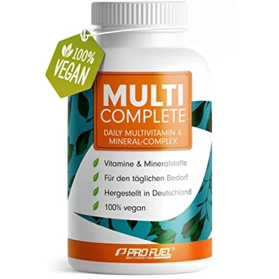 Abbildung von Vegane Vitamine &amp; Mineralstoffe 180 Kapseln MULTI COMPLETE Multivitamin Mineral Komplex vegan: Vitamin A, B2, B12, D3, K2, Folsäure, Calcium, Magnesium, Zink, Eisen, Selen, Jod 2 Monats Vorrat