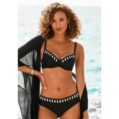 Abbildung von Lascana SET Bikini, Damen, Größe: 38xC, Schwarz weiß goldfarben