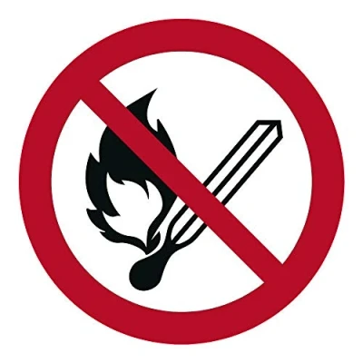 Abbildung von 10 Stück Feuer offenes Licht rauchen verboten Aufkleber Gebotszeichen mit UV Schutz Warnzeichen für Außenbereich Innenbereich von STROBO 9,5 x cm