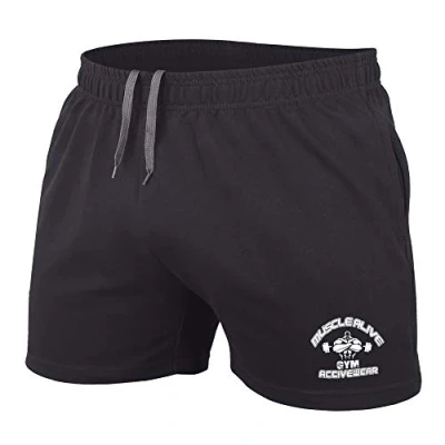 Abbildung von Herren Bodybuilding Fitnessstudio Trainieren Kurze Hose Frottee Baumwolle 5 MA schwarz XXL