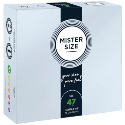 Abbildung von MISTER SIZE Kondome Extra Dünn &amp; Hauchzart Gefühlsecht Feucht Perfekte Passform Aus Naturkautschuk Latex für Natürliches Gefühl Höchste Sicherheit (36er Pack, 47mm)