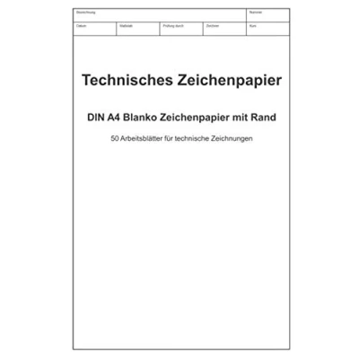 Abbildung von Technisches Zeichenpapier DIN A4 Blanko mit Rand: 50 Arbeitsblätter für technische Zeichnungen