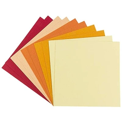 Abbildung von Ideen mit Herz Grußkarten Set 10 farbige Karten &amp; weiße Umschläge edle Leinen Optik bunt blanko neutral liebe Glückwünsche zum Geburtstag, Hochzeit, uvm. (Rot /Gelbtöne, 16 x cm)
