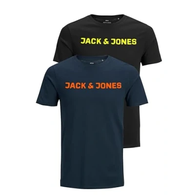 Abbildung von JACK &amp; JONES Herren JJECORP Logo Tee SS Crew Neck 2er Pack T Shirt, Navy Blazer/Black, XXL