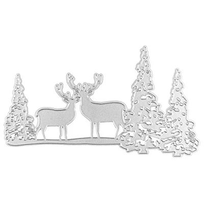 Abbildung von Ideen mit Herz Stanzschablone, Hirsch im Wald, 14,7cm x 7,9cm, passend für gängige Stanzmaschinen Schablone zum Gestalten von Kartenauflegern, Grußkarten Weihnachten, Adventszeit Jagd