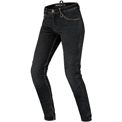 Abbildung von SHIMA DEVON Motorradjeans Belüftete Elastische Slim Fit Biker Motorradhose mit FiberQL Verstärkungen, Knie und Hüftprotektoren (Schwarz, 34)
