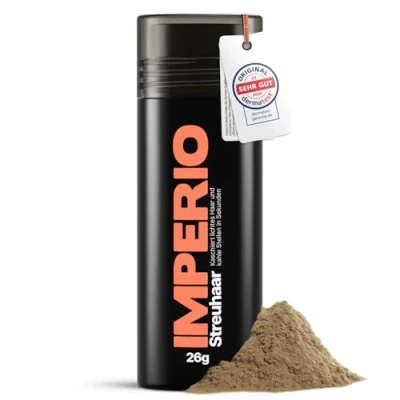 Abbildung von IMPERIO Streuhaar zur Haarverdichtung &amp; vollem Haar In Sekunden. Schütthaar für einen authentischen Look. 100% Natur! Premium Friseurqualität 26g (Hellbraun)