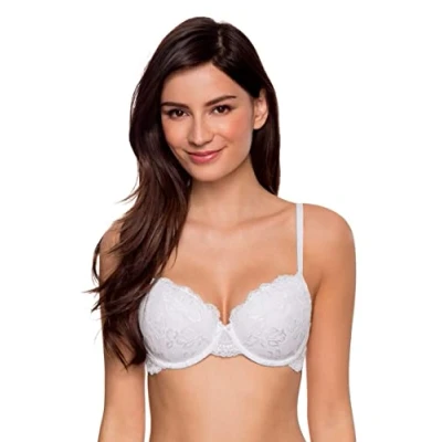 Abbildung von Dorina Spitze Lace BH, 3/4 Schale Demi Damen Comfort leicht gepolsterter Bügel Lianne D17163A, Weiß ,75A