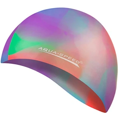 Abbildung von Aqua Speed Bunt Badehaube + Kleines Mikrofaserhandtuch Damen &amp; Herren Bademütze für Kinder wasserdicht Badekappe elastische Schwimmhaube Swimming Hat Cap Waterproof 08. / 51