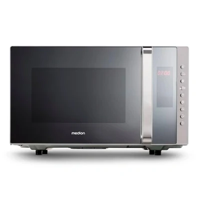 Abbildung von MEDION 3 in 1 Mikrowelle mit Grill und Heißluft Funktion (23 Liter, 800 Watt Leistung, 1200 Obergrill /Heißluftleistung, freistehend, MD17495) silber