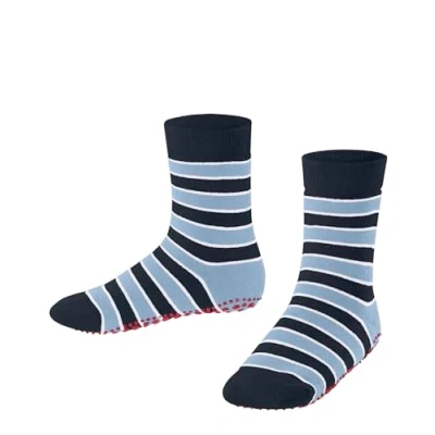 Abbildung von FALKE Unisex Kinder Simple Stripes K HP Baumwolle Rutschhemmende Noppen 1 Paar Stoppersocken, Blau (Space Blue 6116) neu umweltfreundlich, 23/26