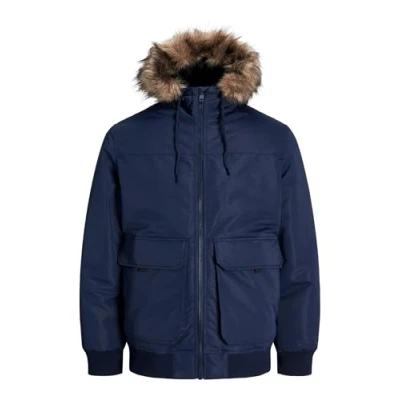 Abbildung von Jack &amp; Jones Bomberjacke »JJCONSTRUCT FAUX FUR BOMBER«, mit Kapuze, Kapuze abnehmbarem Kunstfell Rand