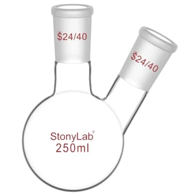 Abbildung von StonyLab 250ml 2 Neck Flask Rundkolben, Glas Dreihalskolben Rundkolben RBF mit 19/22 Standard Taper Outer Joint, Round Bottom