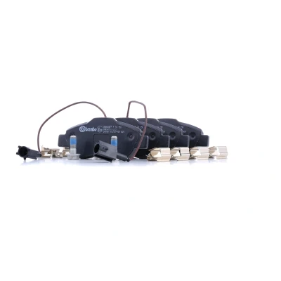 Abbildung von BREMBO P 24 150 Bremsbelagsatz inkl. Verschleißwarnkontakt mit Bremssattelschrauben Zubehör FIAT: 500 C Convertible, FORD: KA Hatchback