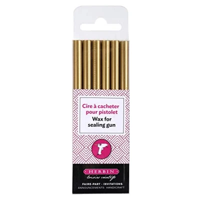 Abbildung von J.Herbin 35804T Packung mit 6 Wachsstangen für Pistole, ideal Bastelprojekte und Scrapbooking, weich, 1 Pack, Gold