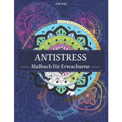 Abbildung von Antistress Malbuch für Erwachsene: entspannung buch a4 mit mandala, landschaft, blumen, tiere, linien zum malen. Riesen ausmalbuch Malen erwachsene set
