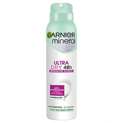 Abbildung von Garnier Deo Spray, Anti Transpirant, intensiver Schutz vor Körpergeruch &amp; Achselnässe, bis zu 48 h Wirkung, Mineral UltraDry
