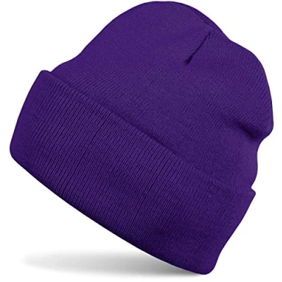 Abbildung von styleBREAKER Unisex Beanie Strickmütze Einfarbig, Feinstrick Mütze doppelt gestrickt, warme Winter Strickbeanie 04024029, Farbe:Lila