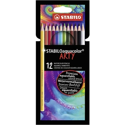 Abbildung von Aquarell Buntstift STABILO aquacolor ARTY 12er Pack mit 12 verschiedenen Farben