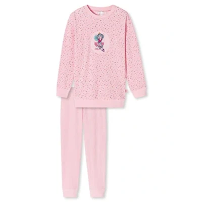 Abbildung von Schiesser Mädchen Schlafanzug lang Einhorn, Sterne, Dots, Waldmotive und Hexen Organic Cotton Pyjamaset, Rosa (rosa I), 128