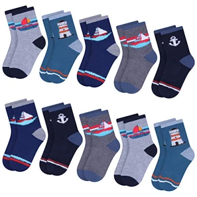Abbildung von L&amp;K II 10 Paar Pack Jungen Kindersocken Wintersocken mit niedlichen Mustern Mehrfarbig 2816 23/26