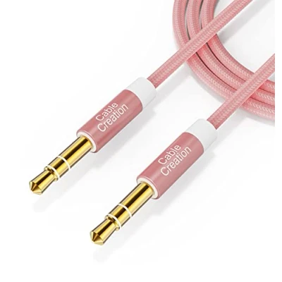 Abbildung von 3.5mm Aux Kabel, CableCreation 3,5mm Stereo Audiokabel (Stecker auf Stecker), Klinkenkabel Kompatibel mit iPhone,Auto, Kopfhörern, Tablets, Priva III usw. 0.9M/3FT, Schwarz &amp; Weiß