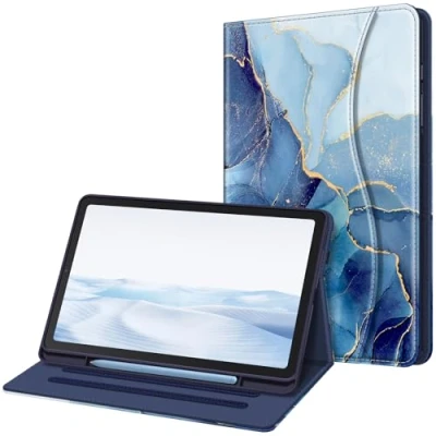 Abbildung von Fintie Hülle für Samsung Galaxy Tab S6 Lite 10.4 2024/2022/2020, Soft TPU Rückseite Gehäuse Schutzhülle mit S Pen Halter und Dokumentschlitze, Ozean Marmor