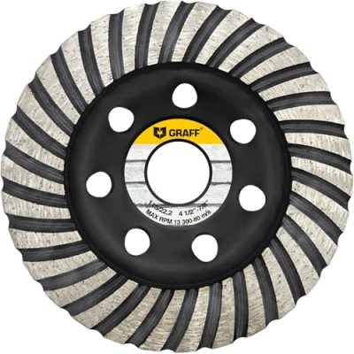 Abbildung von GRAFF Diamant Schleifscheibe 115 mm für Winkelschleifer Schleiftopf Stein, Beton, Fliesenkleber, Granit, Mauerwerk Professional Turbo Schleifteller