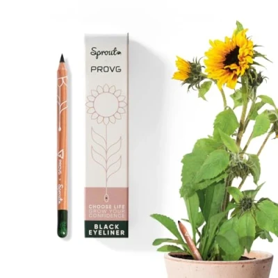 Abbildung von SproutWorld &amp; PROVG Wasserfester Kohl/Eyeliner Kajal 2 in1 Pflanzbarer Kajalstift mit Sonnenblumensamen Vegan Eyeliner Glatt Weich Schwarz