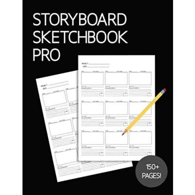 Abbildung von Storyboard Sketchbook PRO Blank Panel Notebook: Black Cover, Large Print 16:9 Ratio Frames for Animation, Film &amp; Creative Storytelling