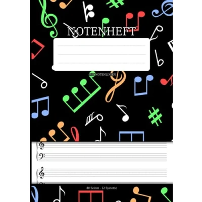 Abbildung von Notenheft Mit Notenlinien: Din A4 Lineatur 14 12 Systemen Für Musiker, Schüler, Komponisten Musikheft 80 Seiten (40 Blatt) Ideal Zum ... Keyboardern, Organisten Und Musikern