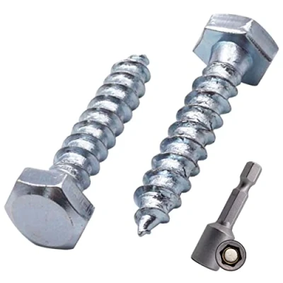 Abbildung von (100 Stück) DIN 571 Verzinkter Stahl Sechskant Holzschrauben M6 x 30 mm Schienenschrauben Sechskantschraube Schlüsselschraube Sechskantkopf (100, mm)