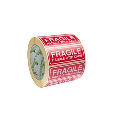 Abbildung von OliveBird 250 Aufkleber Zerbrechlich Fragile Aufkleber/Fragile Sticker 90 x 35 MM Groß Etiketten, weiß rot Stück
