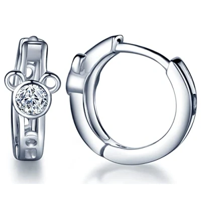 Abbildung von Unendlich U Süß Bär Damen Creolen 925 Sterling Silber Zirkonia Ohrringe Ohrstecker Ohrschmuck
